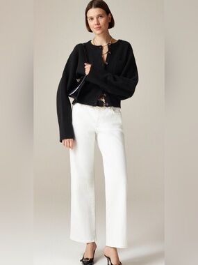 NWT 32 14 J. Crew White Low-Rise Wide-Leg slim Jeans